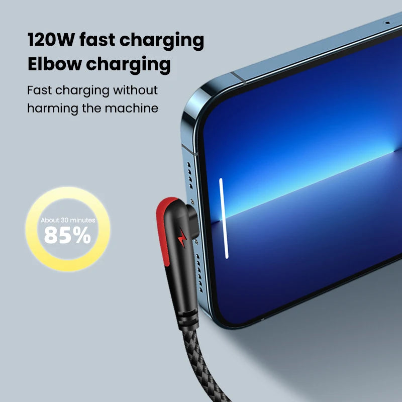 Cable USB-C 120W 90° Codo Carga Rápida Huawei Xiaomi Samsung - Corporación Turística