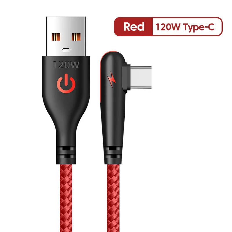 Cable USB-C 120W 90° Codo Carga Rápida Huawei Xiaomi Samsung - Corporación Turística