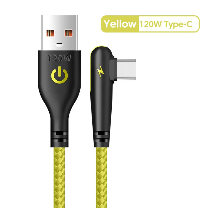 Cable USB-C 120W 90° Codo Carga Rápida Huawei Xiaomi Samsung - Corporación Turística