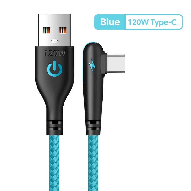 Cable USB-C 120W 90° Codo Carga Rápida Huawei Xiaomi Samsung - Corporación Turística