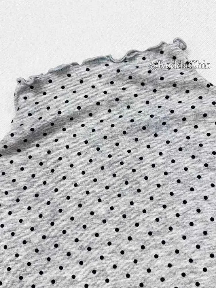REDDA CHiC Camiseta Grunge Lunares Mujer Otoño Y2k