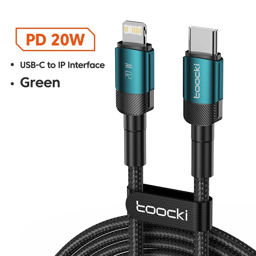 Cable USB-C Carga Rápida Toocki 100W PD - Conector Lightning/Tipo-C