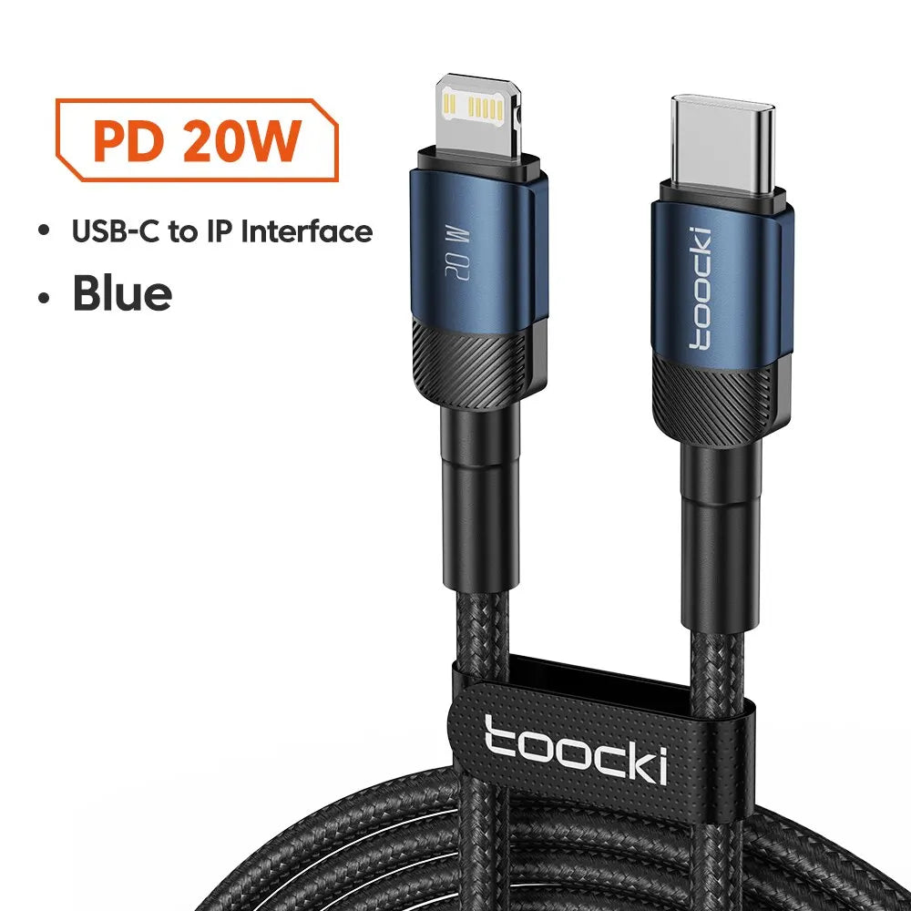 Cable USB-C Carga Rápida Toocki 100W PD - Conector Lightning/Tipo-C