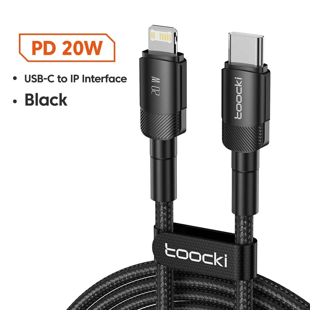 Cable USB-C Carga Rápida Toocki 100W PD - Conector Lightning/Tipo-C