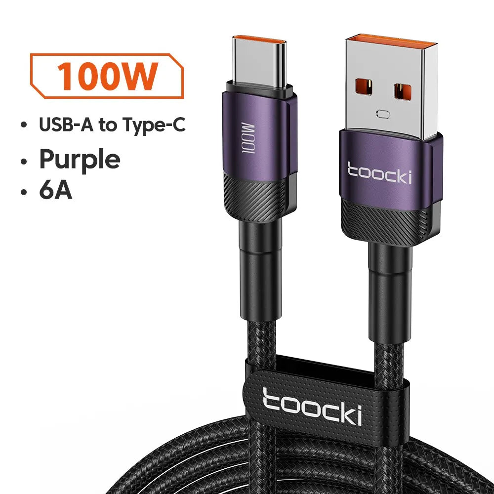 Cable USB-C Carga Rápida Toocki 100W PD - Conector Lightning/Tipo-C
