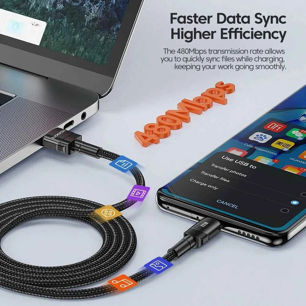 Cable USB C Toocki Carga Rápida PD 100W para iPhone 15/14/13/12
