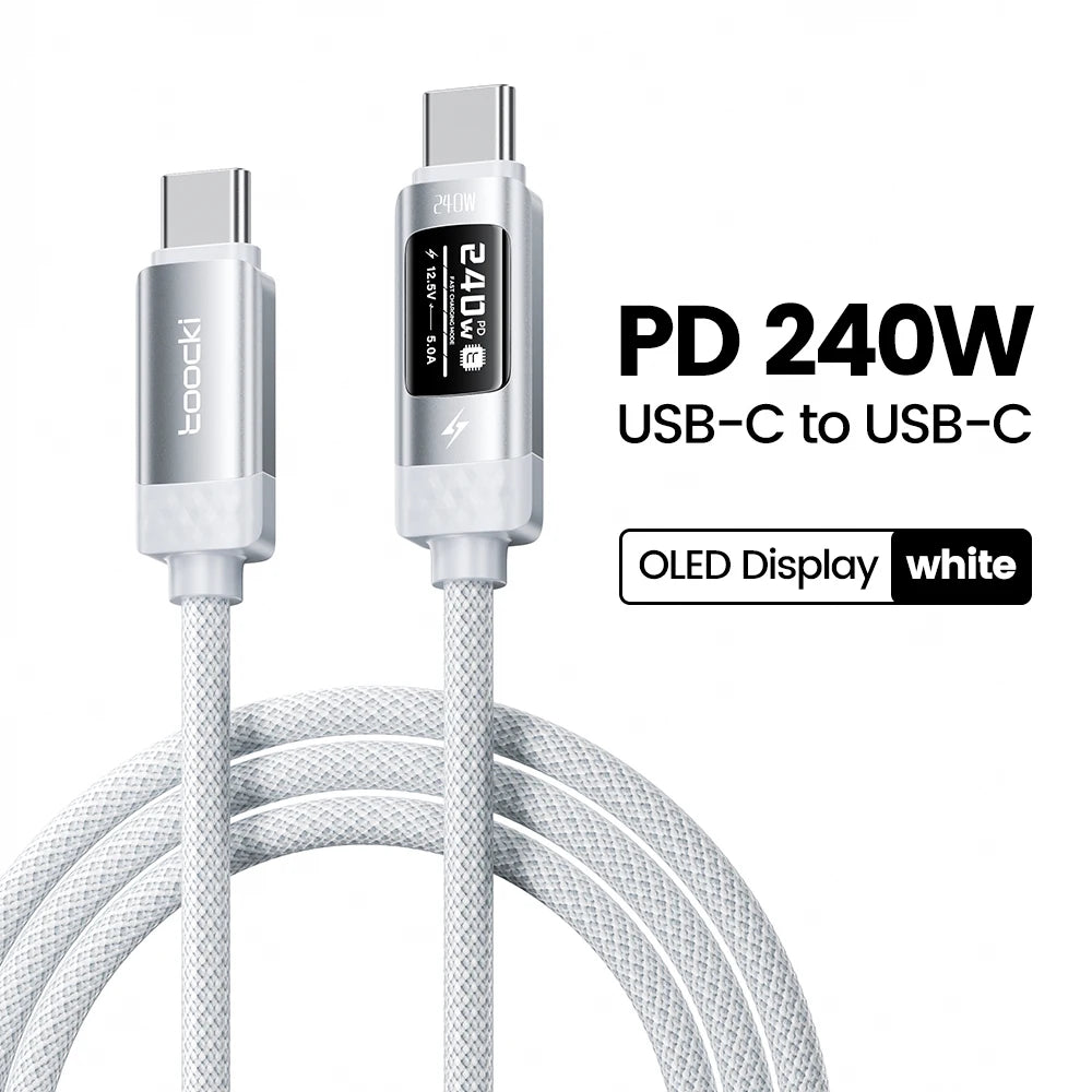 Cable USB C 240W Toocki OLED Carga Rápida PD 3.1 480Mbps