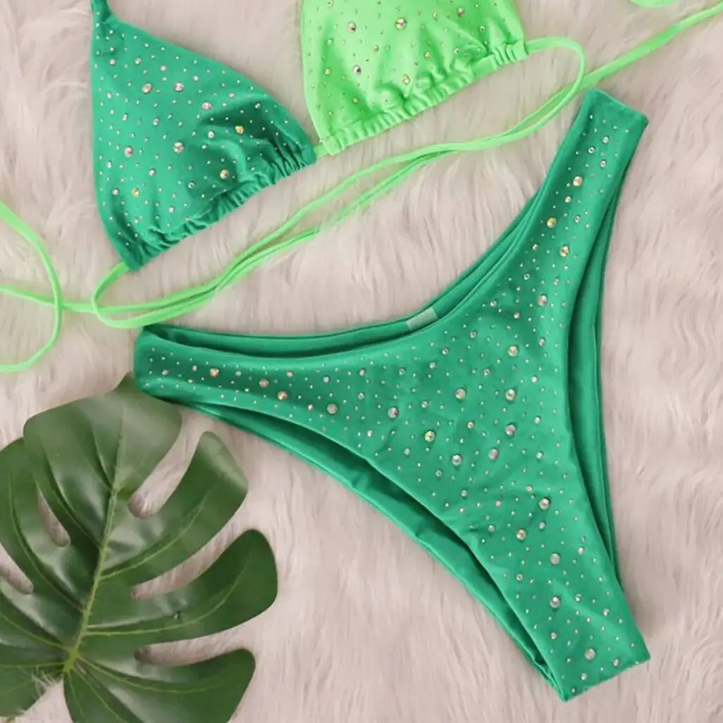 Bikini Pedrería Diamantes Halter Mujer V6467 - Varleinsar Verano Playa - Corporación Turística