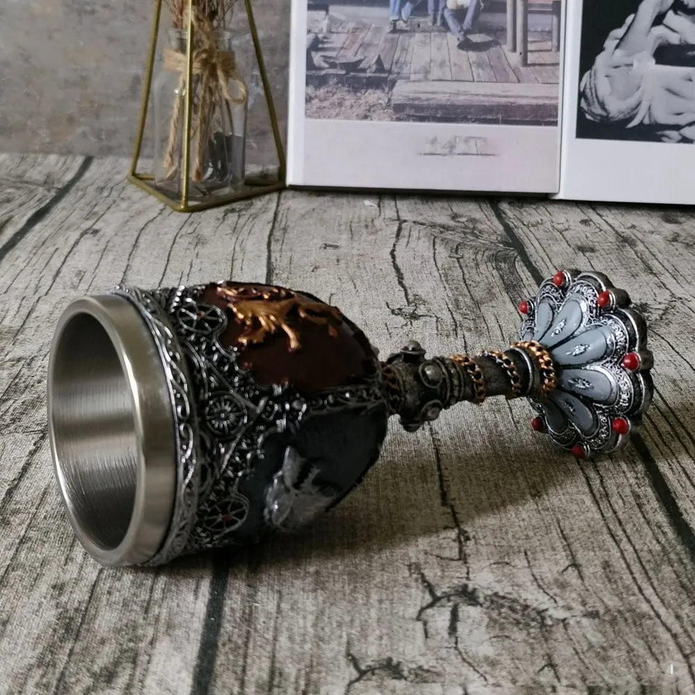 Taza Caballero Medieval Acero Inoxidable Resina Retro | Calavera Gótica
