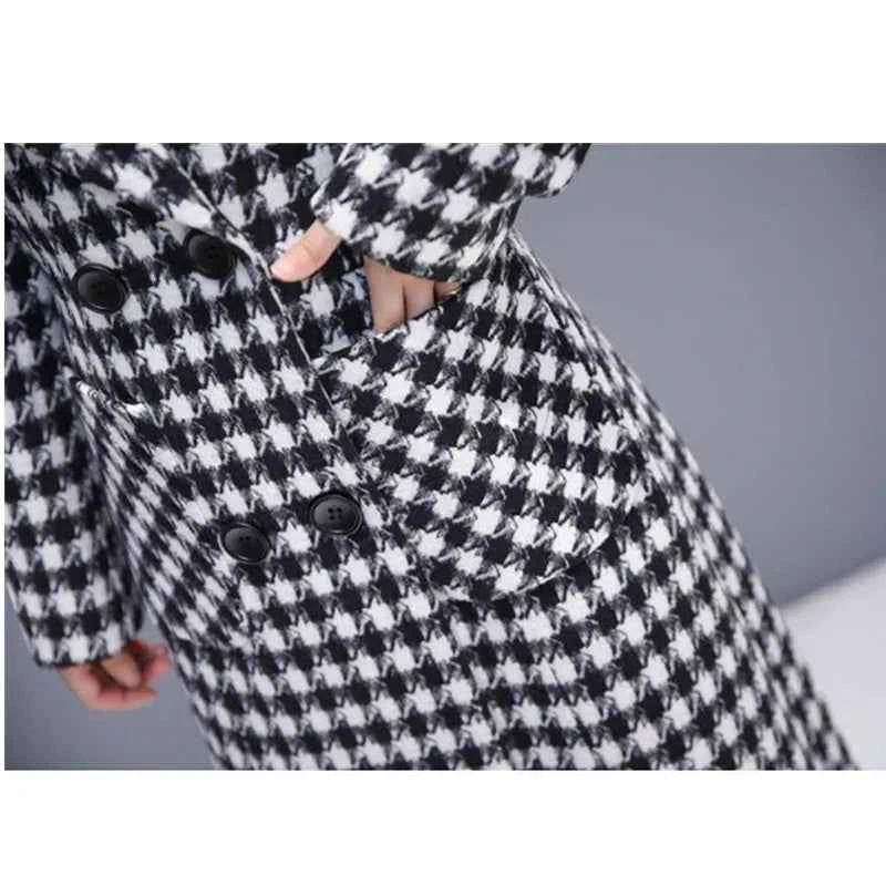 Abrigo Lana Cuadros VWBQNZ Elegante Invierno Mujer Largo Casual