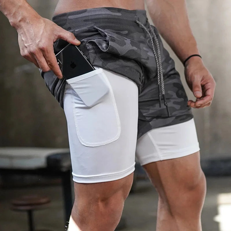 Pantalones Cortos Camuflaje Hombre Gym 2 en 1 Secado Rápido - Corporación Turística