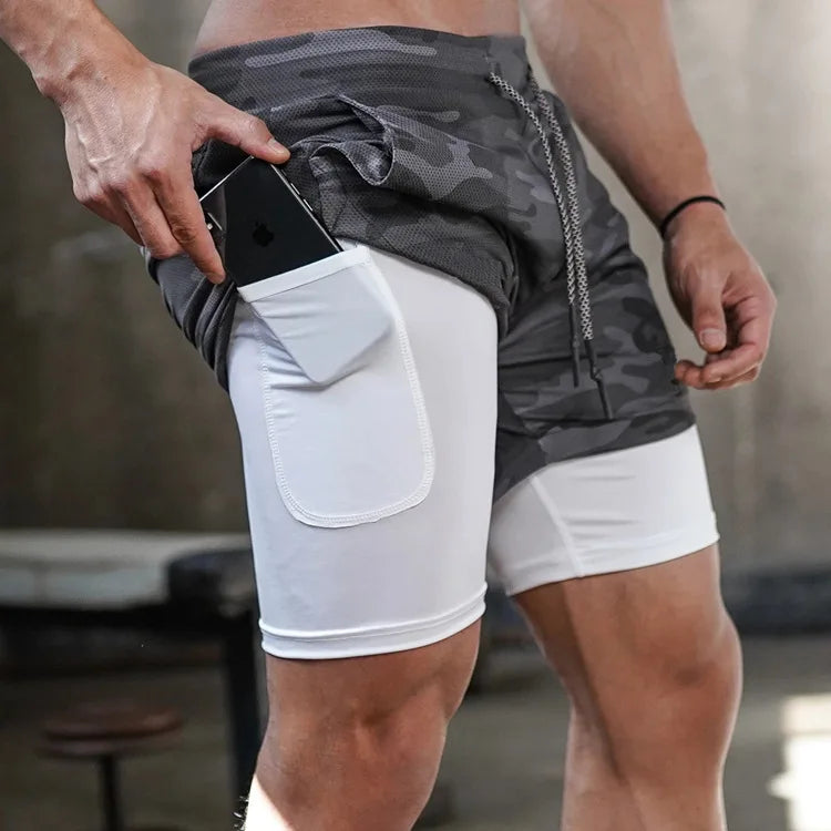 Pantalones Cortos Camuflaje Hombre Gym 2 en 1 Secado Rápido - Corporación Turística