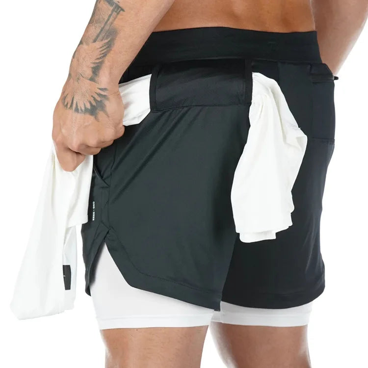 Pantalones Cortos Camuflaje Hombre Gym 2 en 1 Secado Rápido - Corporación Turística