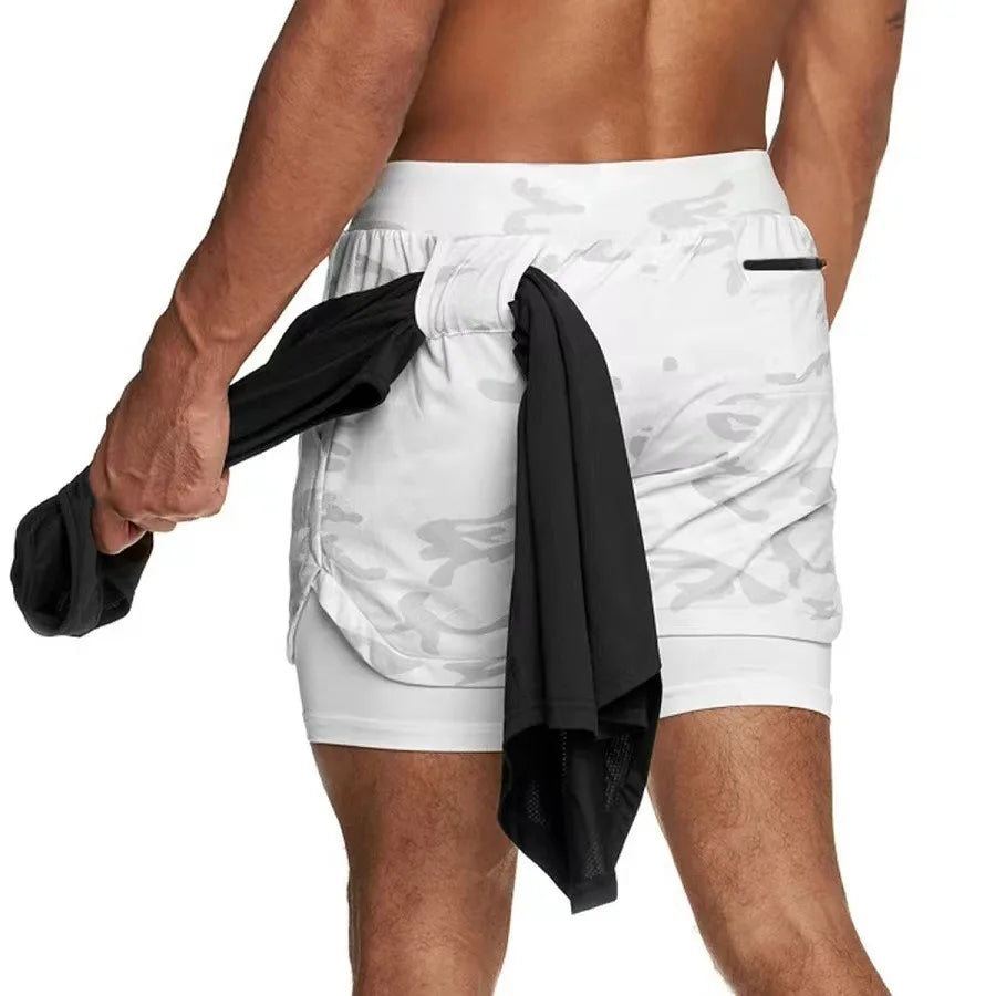 Pantalones Cortos Camuflaje Hombre Gym 2 en 1 Secado Rápido - Corporación Turística