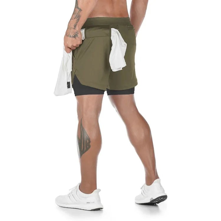 Pantalones Cortos Camuflaje Hombre Gym 2 en 1 Secado Rápido - Corporación Turística