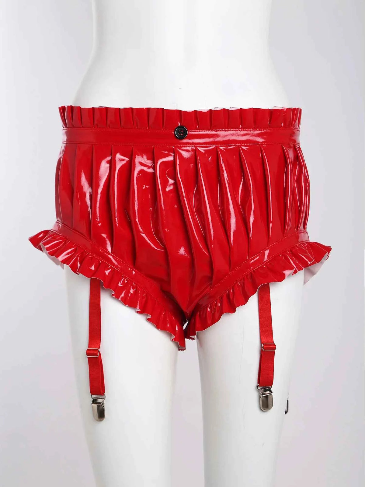 Shorts Cuero Wet Look Mujer YiZYiF Volantes Sexy Cintura Alta