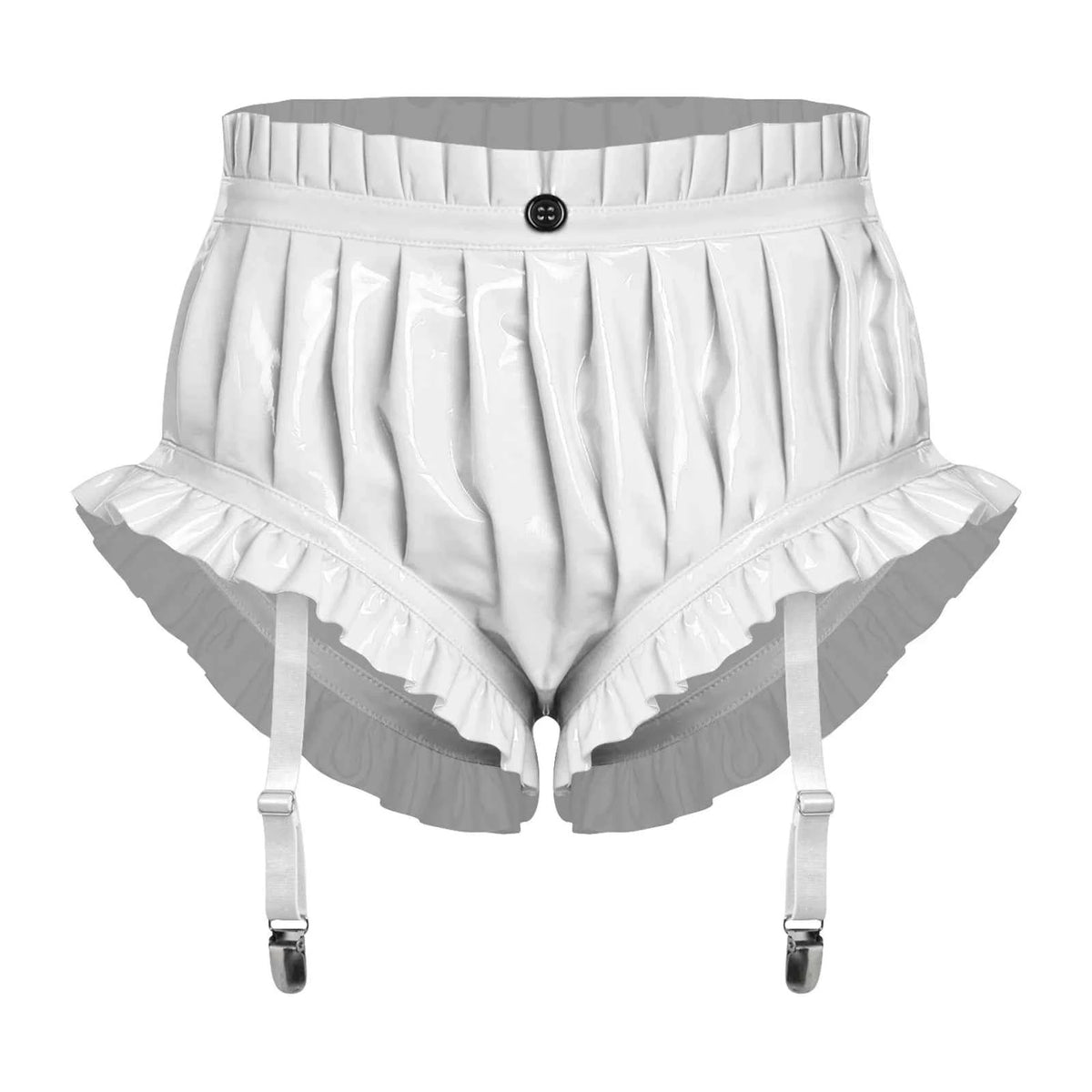 Shorts Cuero Wet Look Mujer YiZYiF Volantes Sexy Cintura Alta