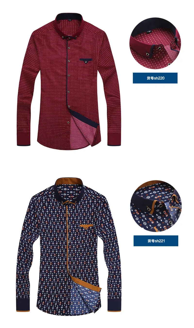 Camisa Floral Hombre Ziyang Kasa Casual Manga Larga Ajustada