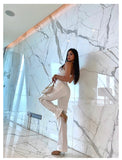 White Pantalones de encaje delgado by malltor sold by malltor