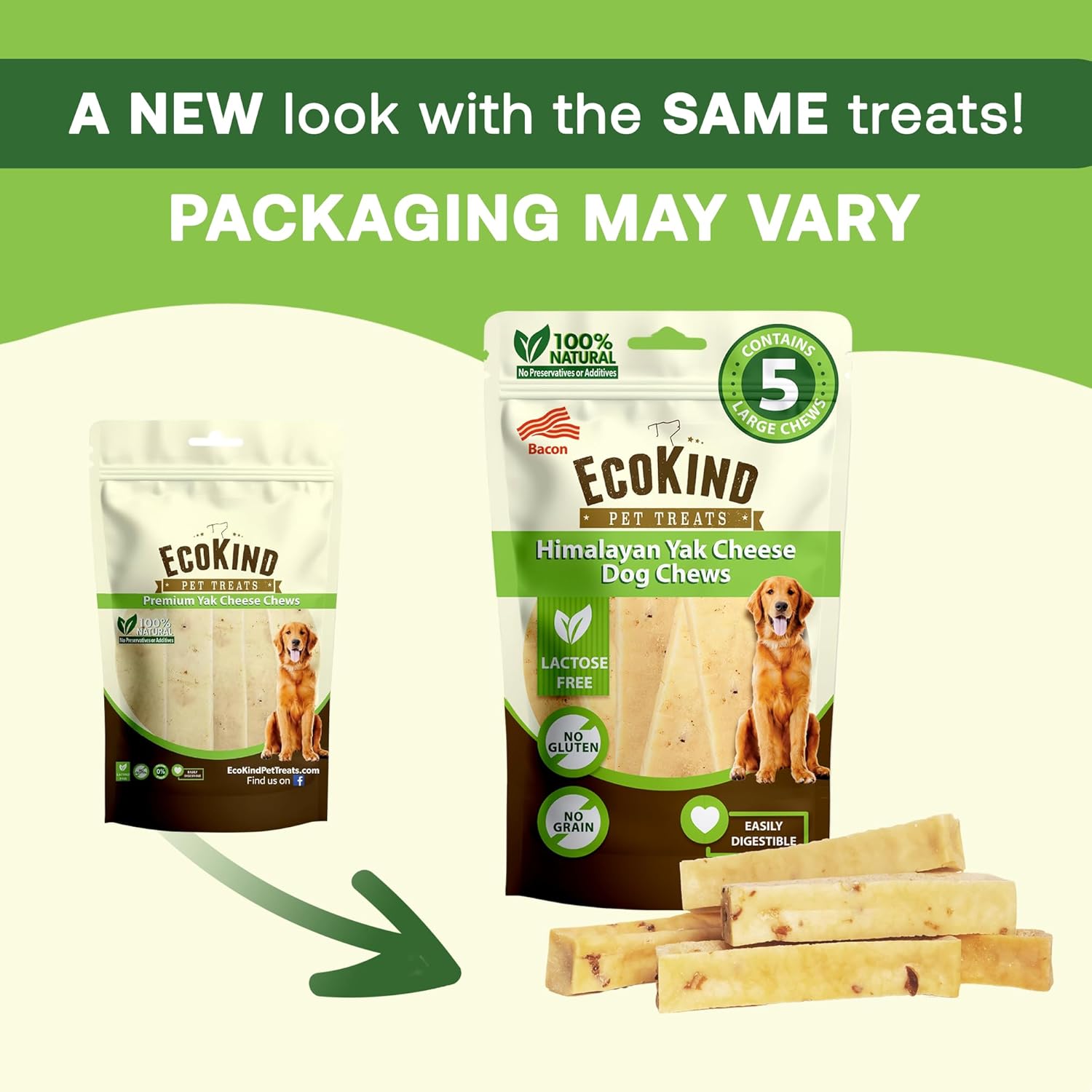Yak Chews Bacon Grande Perros - EcoKind Natural Duradero