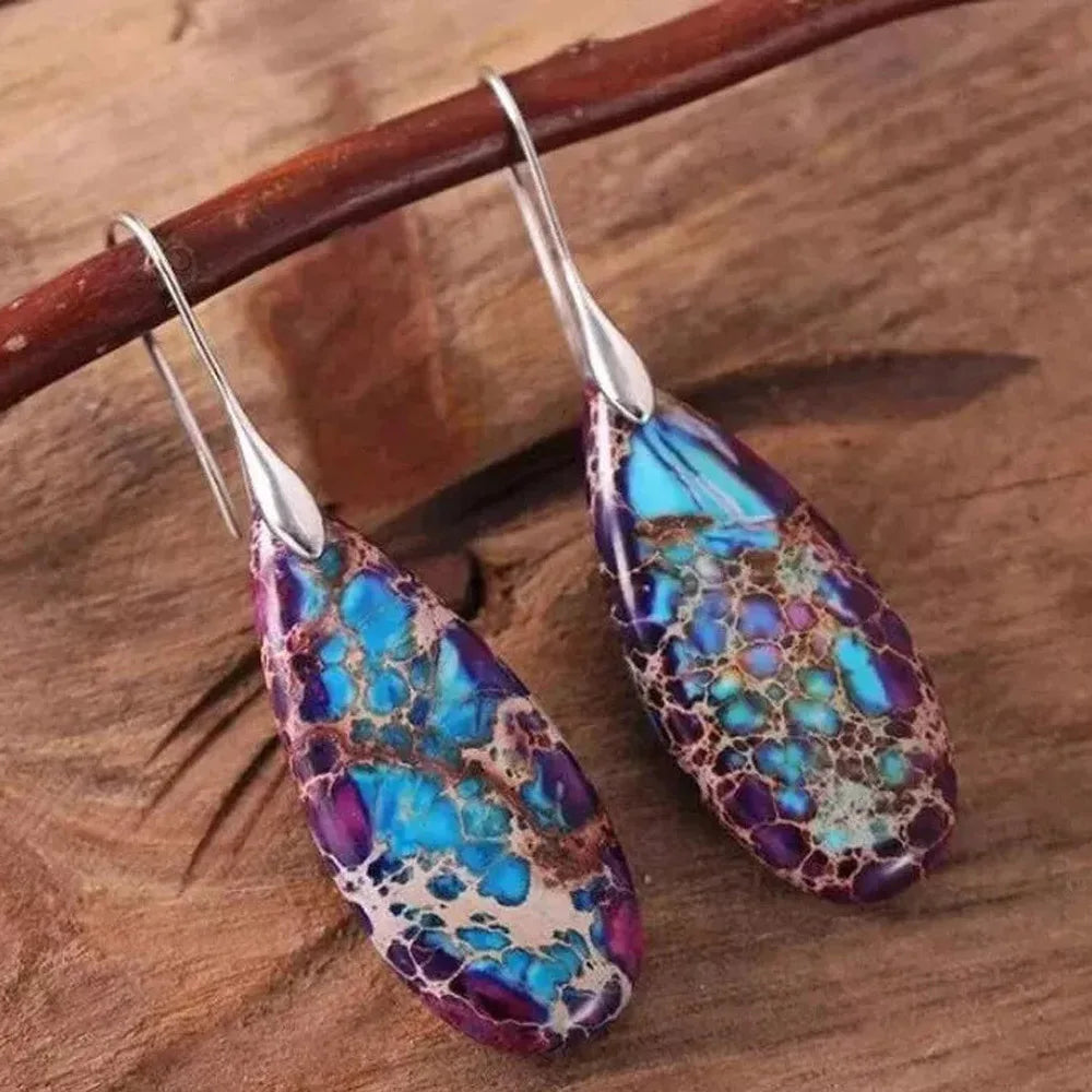 Pendientes Colgantes de Piedra de Jaspe Natural en Forma ...