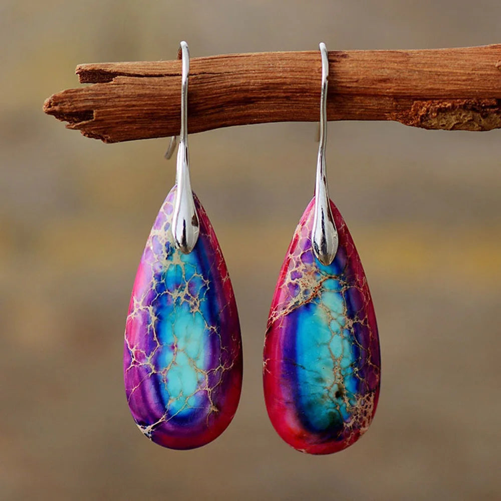Pendientes Colgantes de Piedra de Jaspe Natural en Forma ...