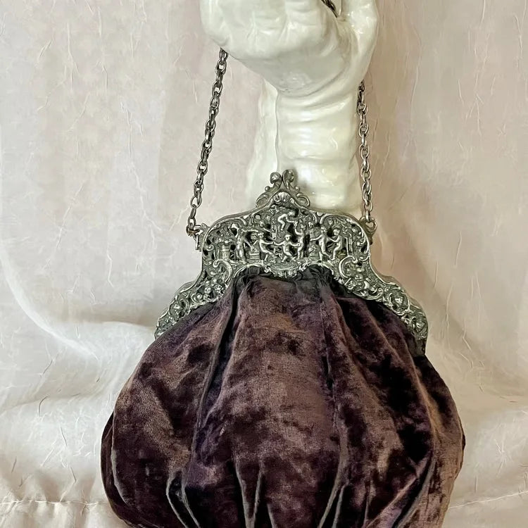 Bolso de mano vintage de terciopelo sólido con cierre de ...