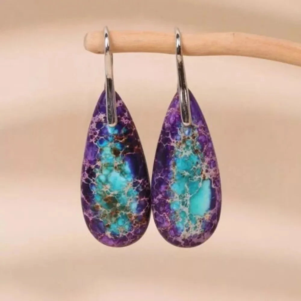 Pendientes Colgantes de Piedra de Jaspe Natural en Forma ...