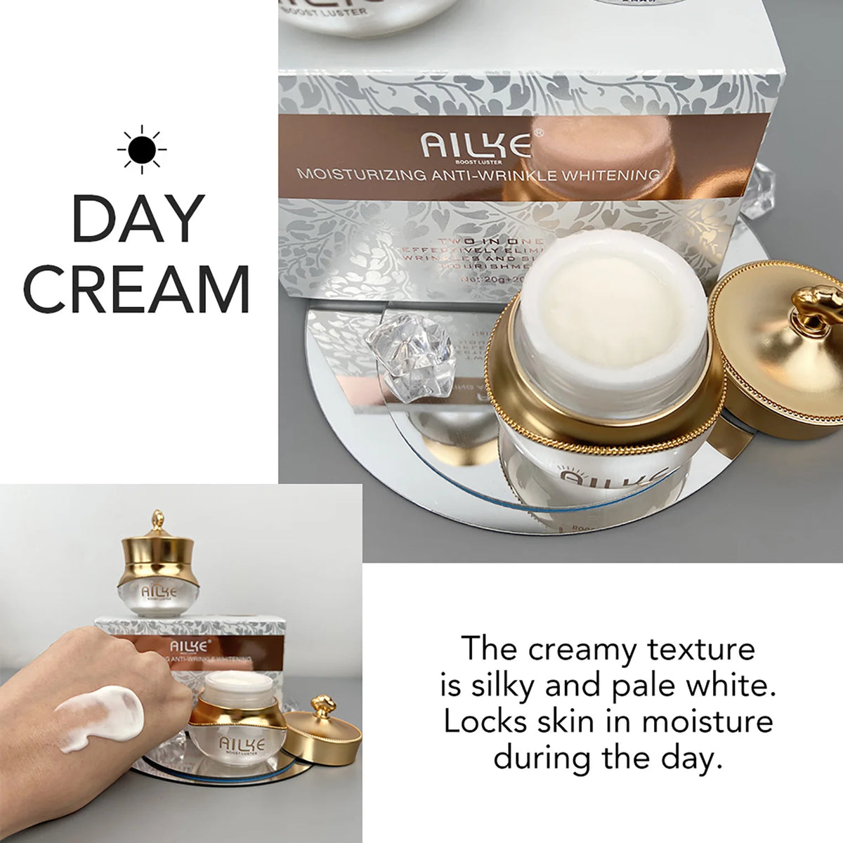 Crema Facial AILKE Antiarrugas y Blanqueadora, con Coláge...
