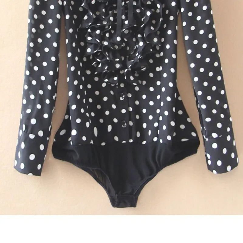 Black polka dot bodycon dress for women featuring a fitted silhouette and stylish design.
