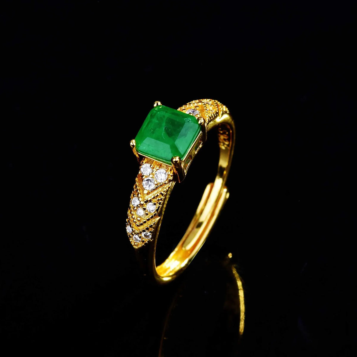 Anillo De oro De 18 quilates para Mujer Esmeralda Natural...