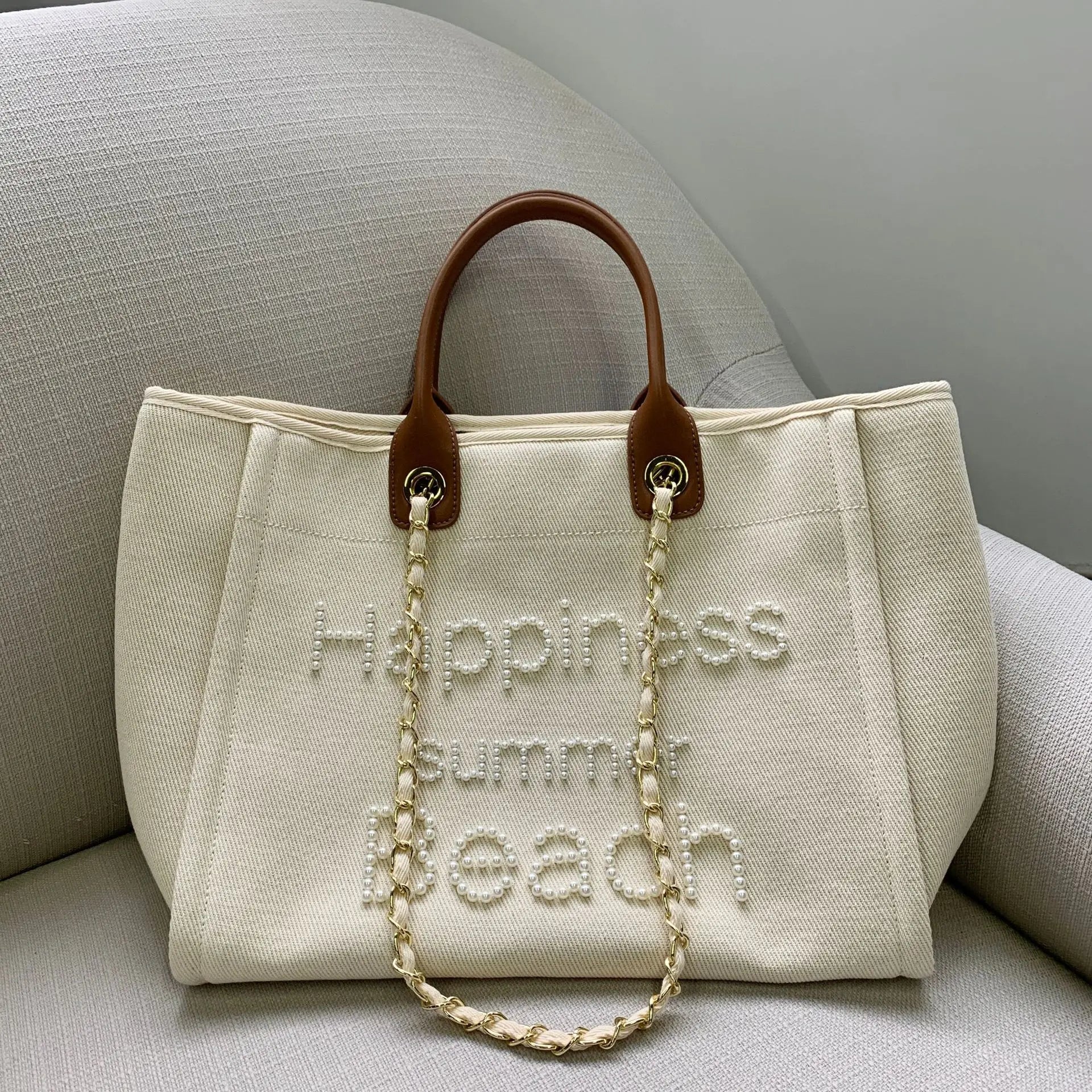 Bolso grande de lona para mujer, bolsa de hombro de cuero...