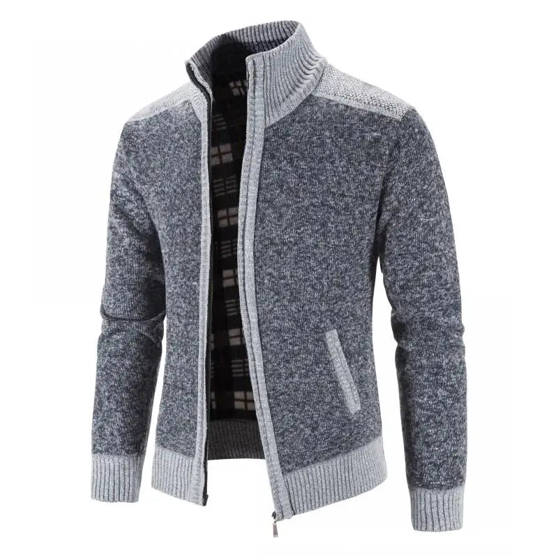Cárdigan Patchwork Hombre Cuello Alto Grueso Cálido Favocent