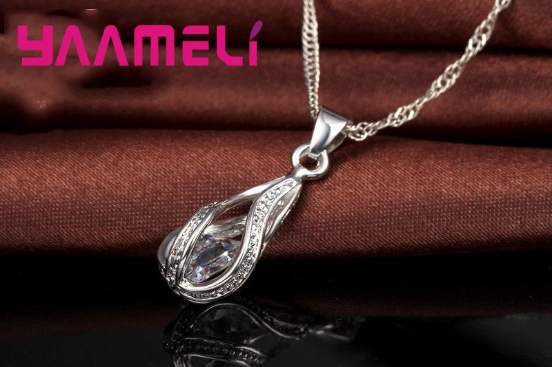 Gota de agua caliente CZ 925 conjunto de joyería chapada ...