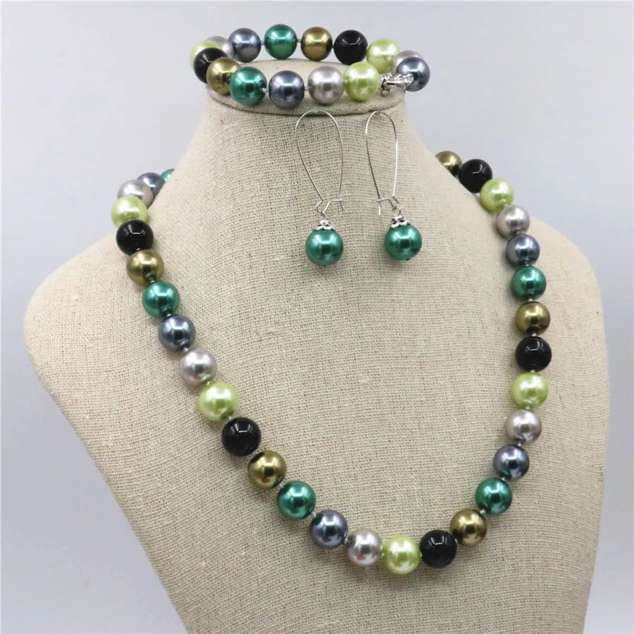 Conjunto de collar y pulsera con cuentas redondas de conc...