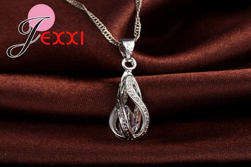 Gota de agua caliente CZ 925 conjunto de joyería chapada ...