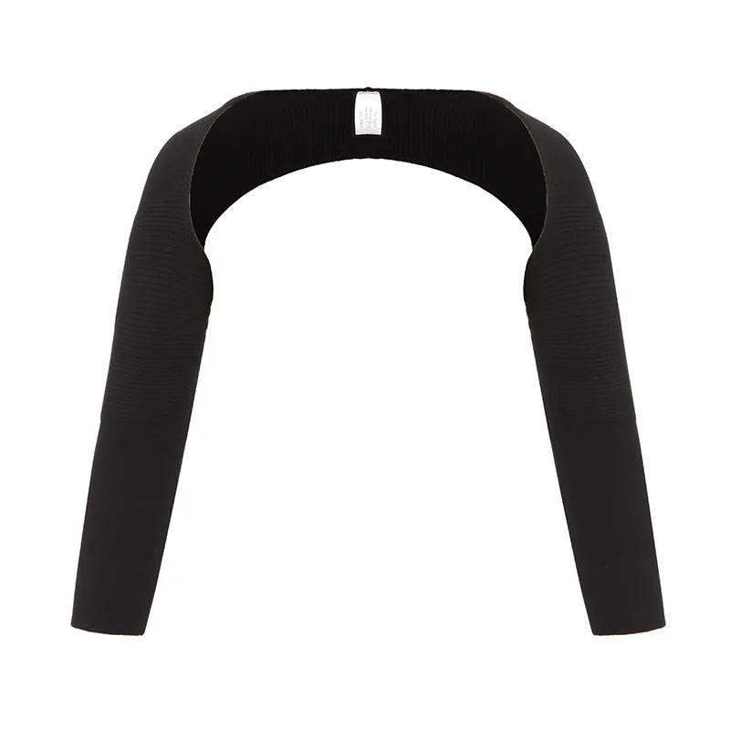 Slimming arm shaper for women by Corporación Turística, female body shaping and compression garment in black fabric.