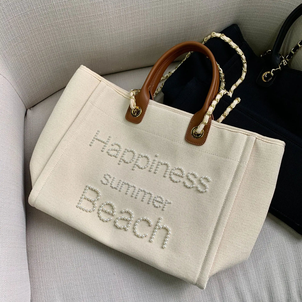 Bolso grande de lona para mujer, bolsa de hombro de cuero...