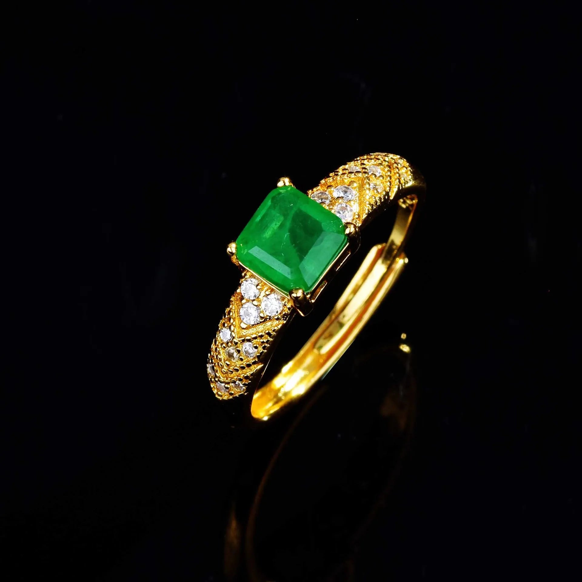 Anillo De oro De 18 quilates para Mujer Esmeralda Natural...