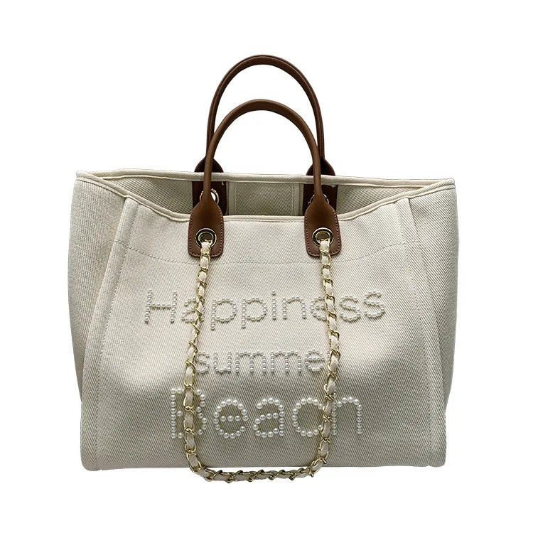 Bolso grande de lona para mujer, bolsa de hombro de cuero...