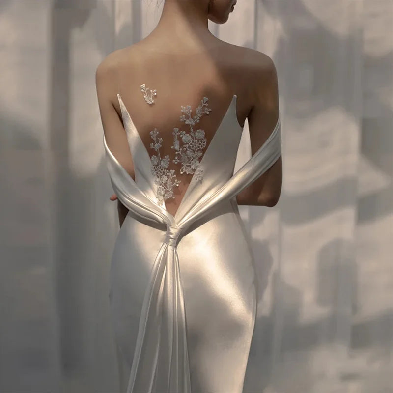 Vestidos de novia ligeros sin espalda, vestido de novia d...