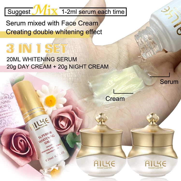 Crema Facial AILKE Antiarrugas y Blanqueadora, con Coláge...