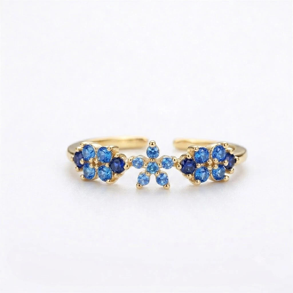 Anillo Flor Circon Colorido Ajustable Mujer Moda Vintage Regalo Joyería