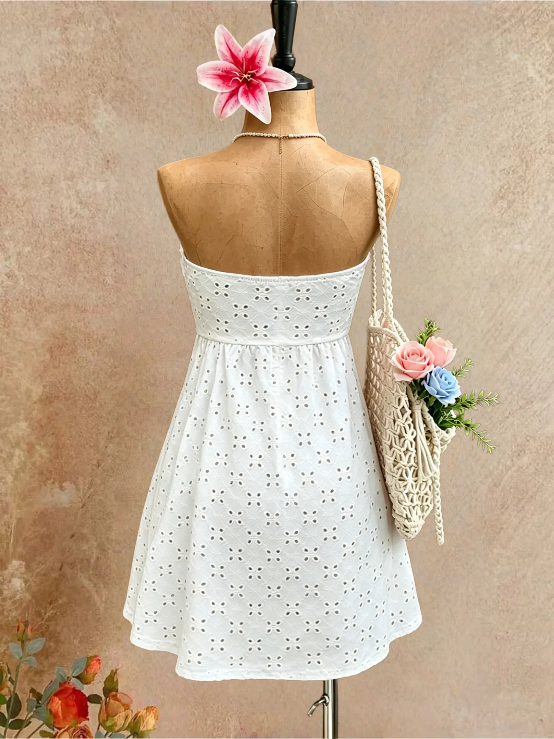 Vestido corto de verano para mujer, sin tirantes, con vol...