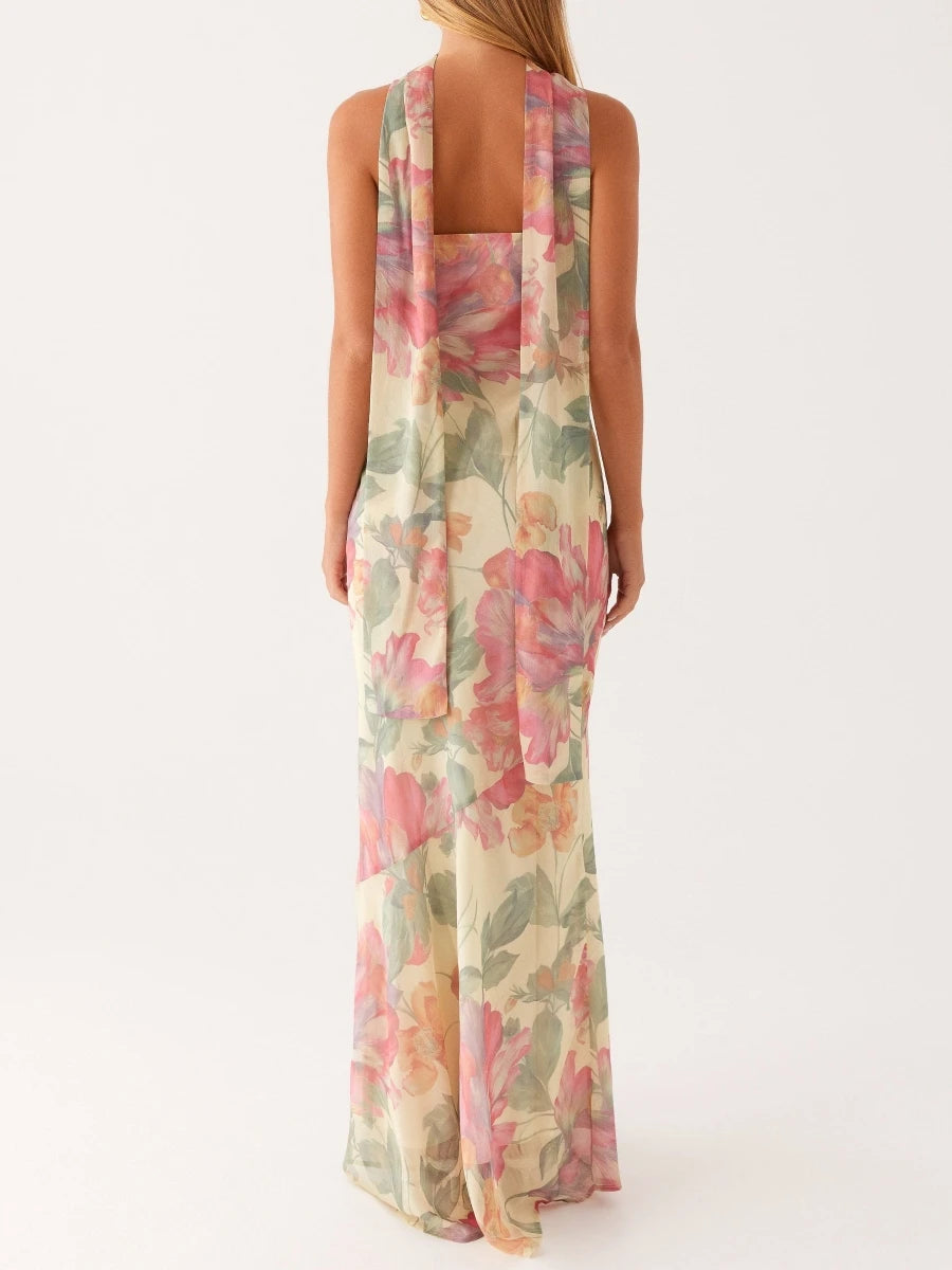 Vestido largo ajustado para mujer con pañuelo, vestido ma...