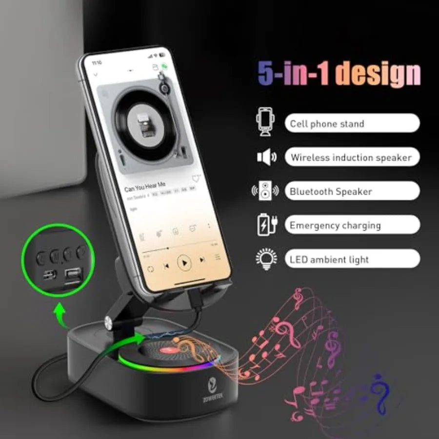 Altavoz Bluetooth 5 en 1: Soporte Móvil, Luz Ambiental, 8h