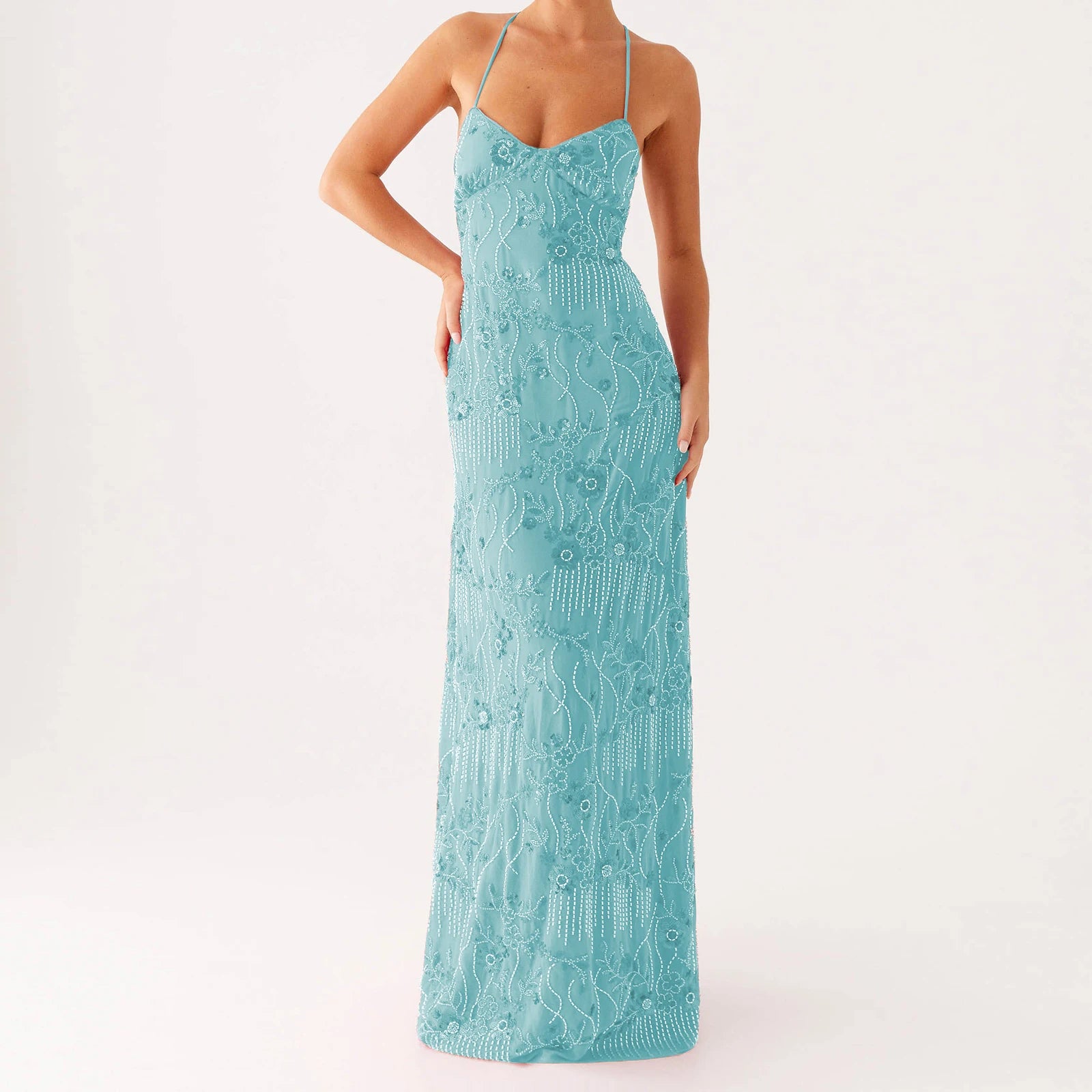 Vestidos largos elegantes con cuentas de lentejuelas para...