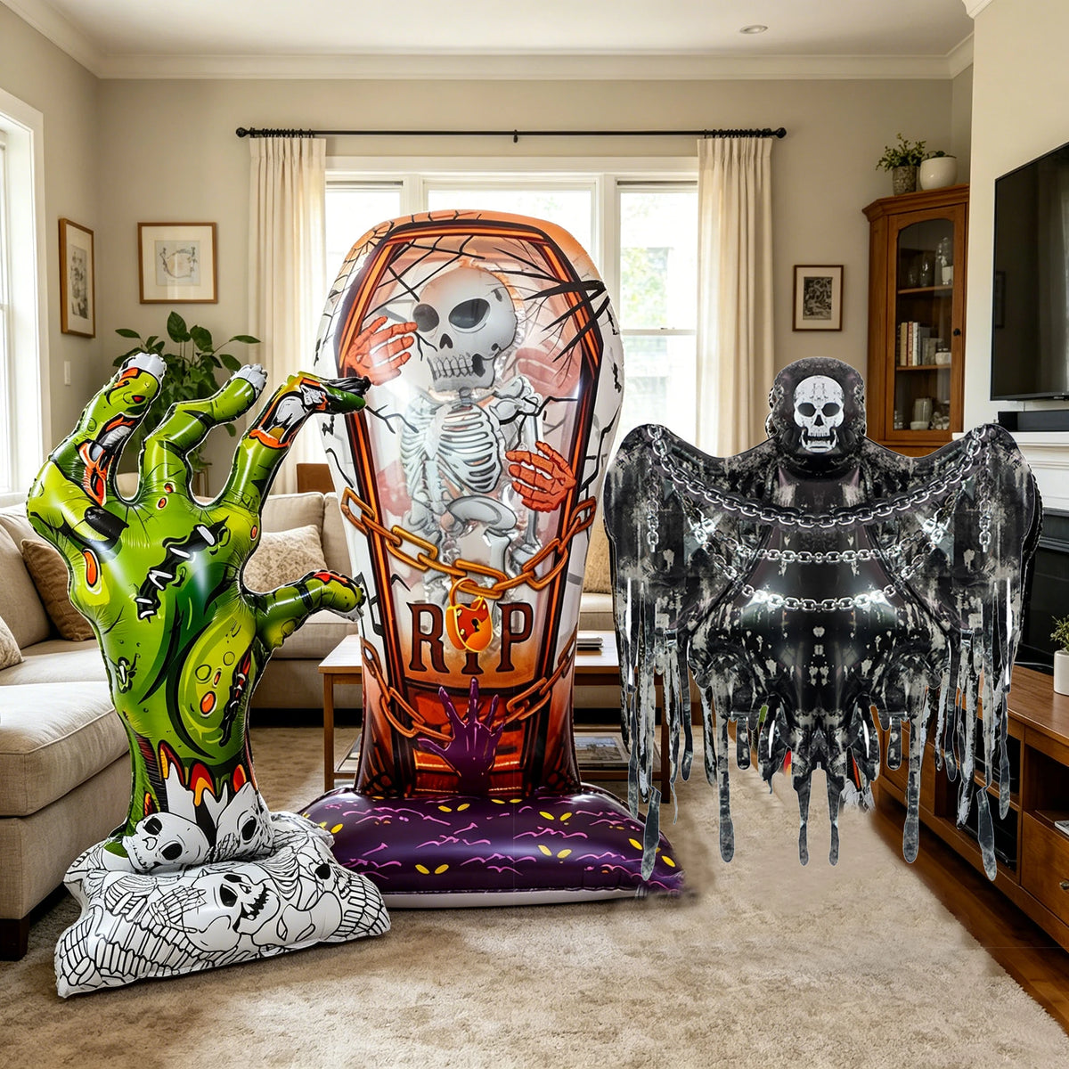 Globo Esqueleto Gigante Calavera Terror Halloween Foil Inflable