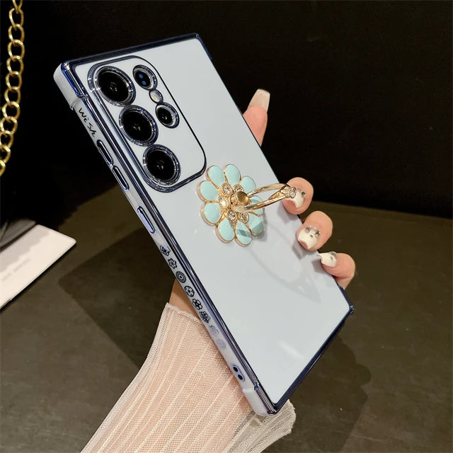 Luxury gold-plated ring case for Samsung Galaxy S24 Ultra by Corporación Turística, featuring a sleek and elegant design.
