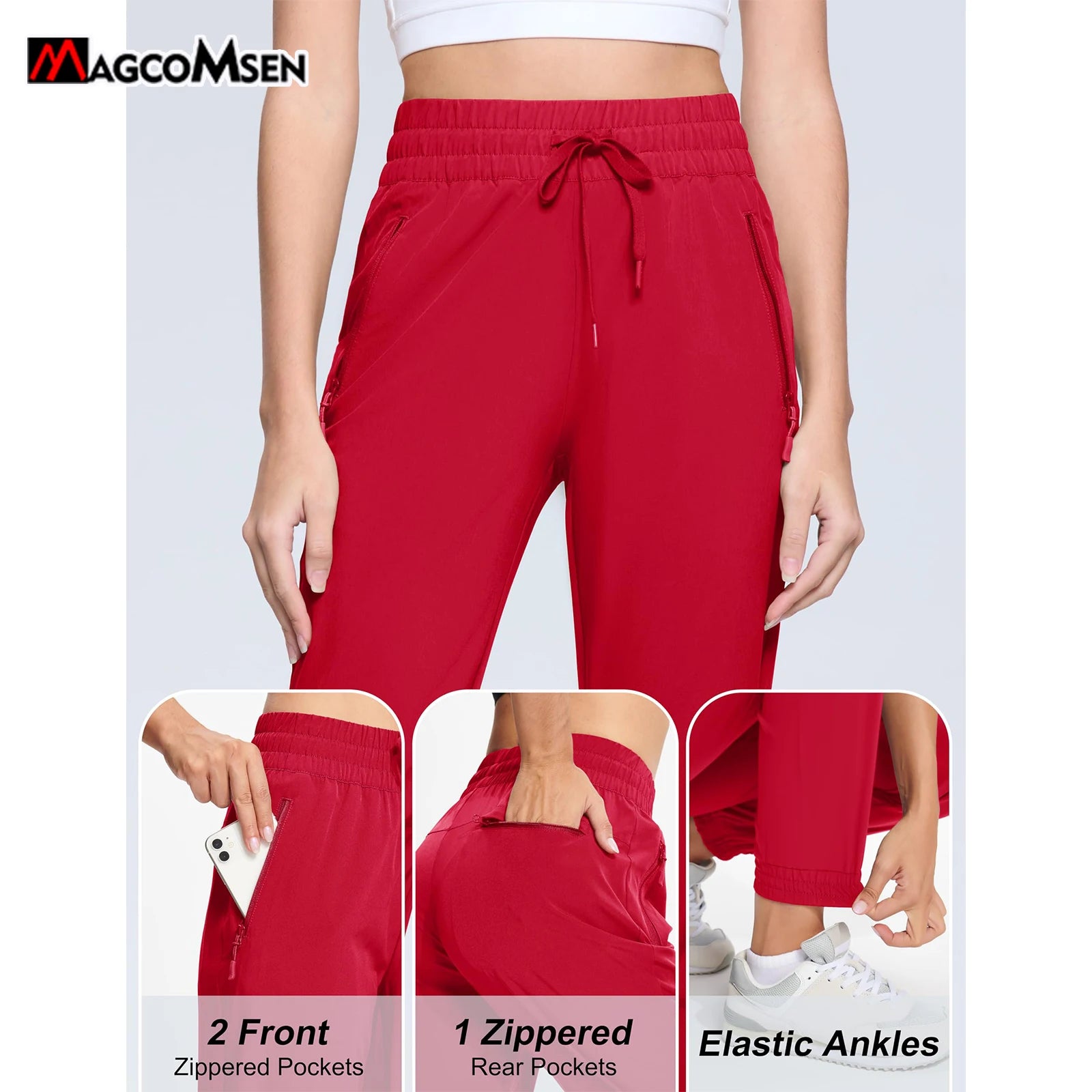 MAGCOMSEN Pantalones de senderismo impermeables para muje...